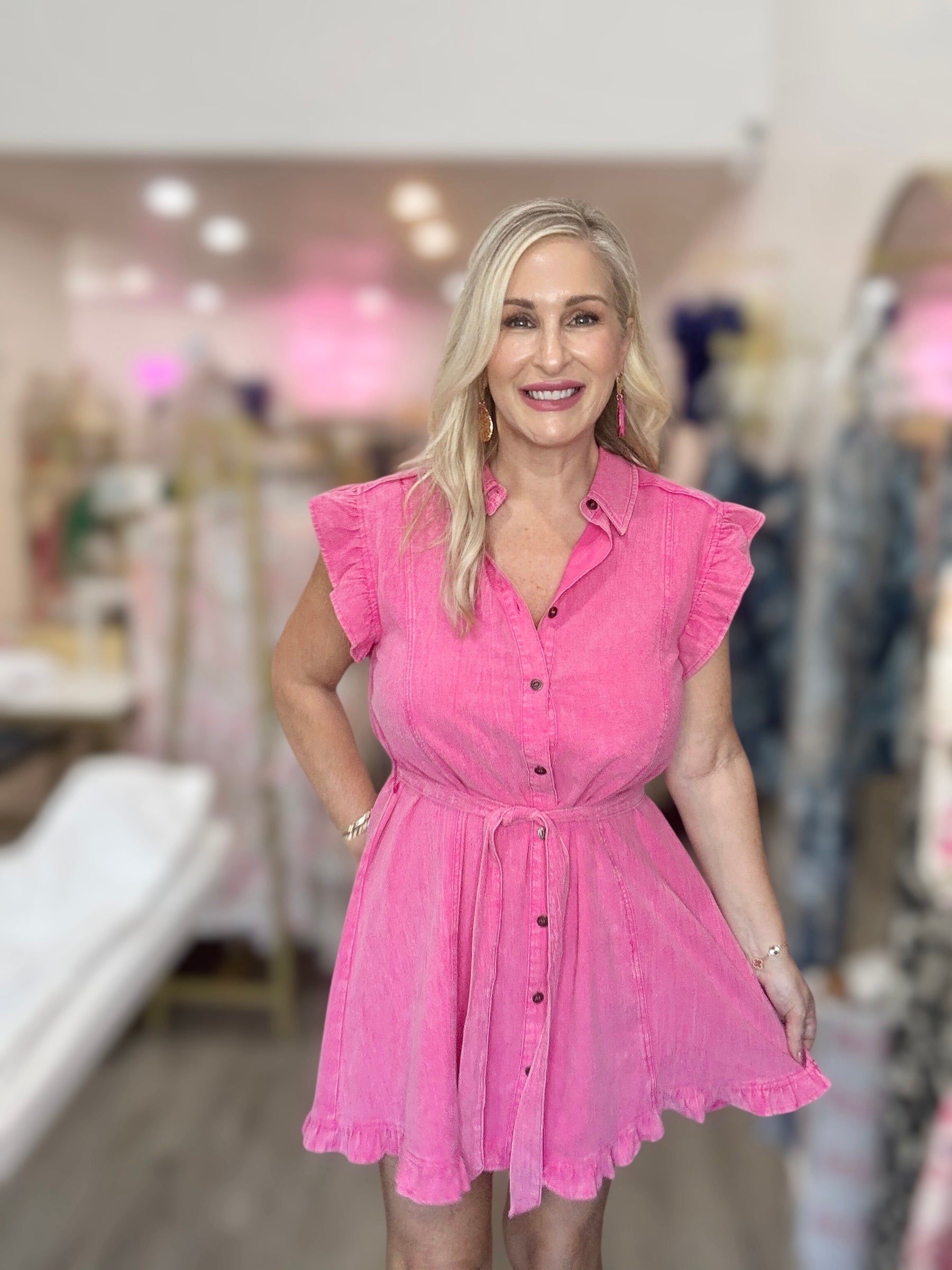 The Washed Ruffled Belted Dress