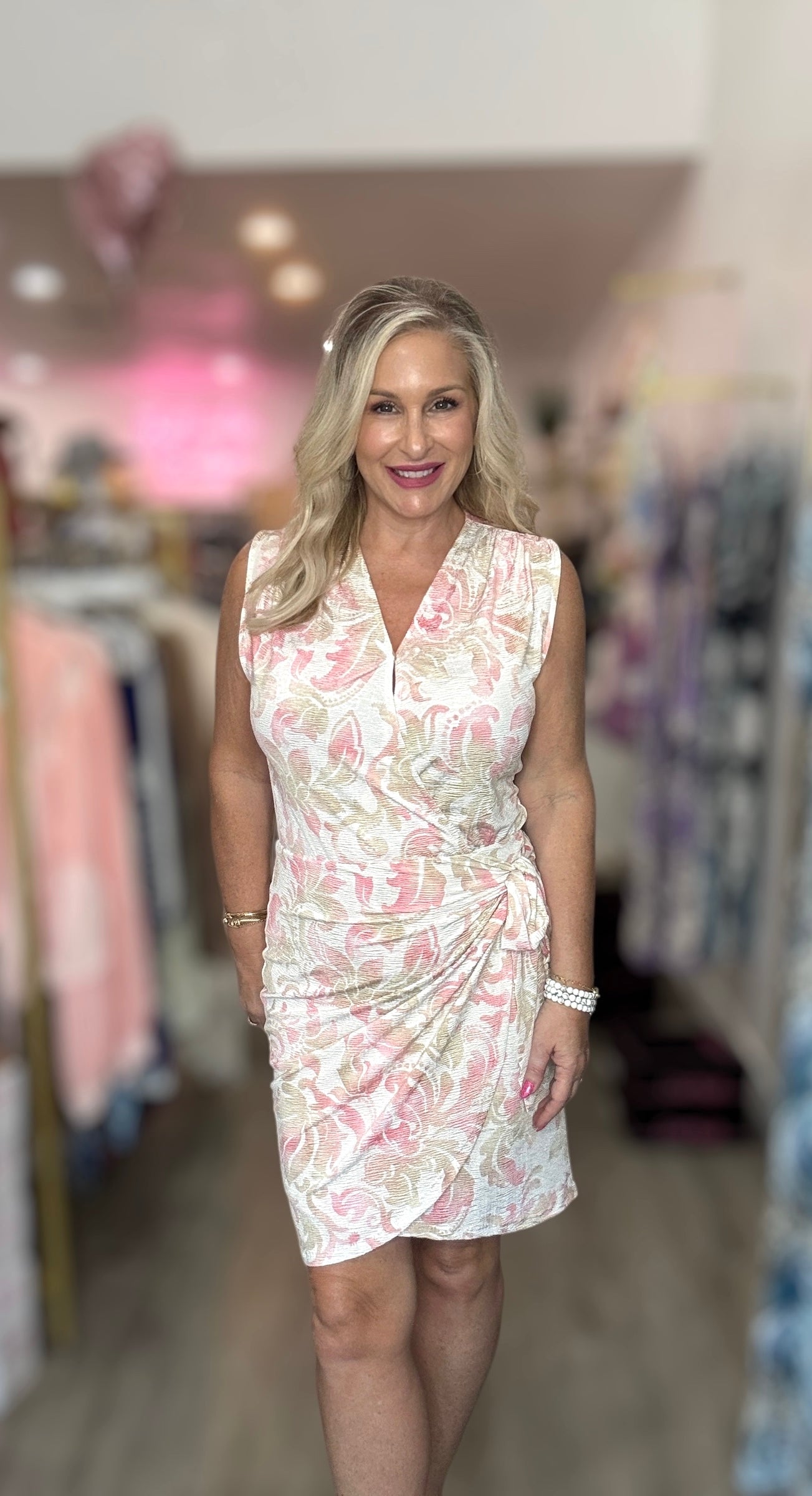 The Pink Ivory Faux Wrap Dress