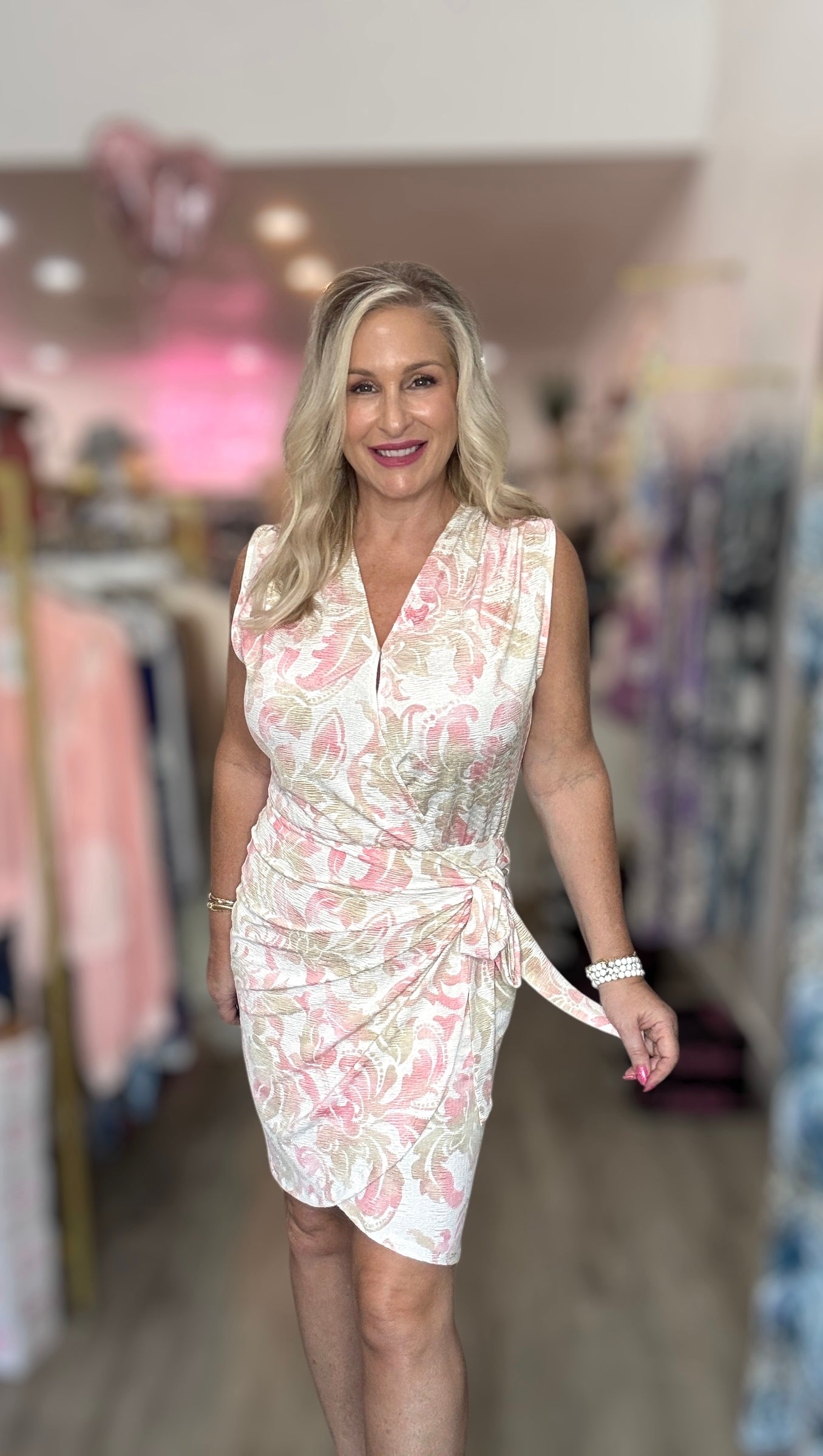 The Pink Ivory Faux Wrap Dress