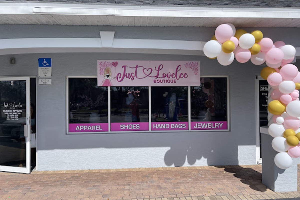 Exterior view of Just Lovelee Boutique storefront location