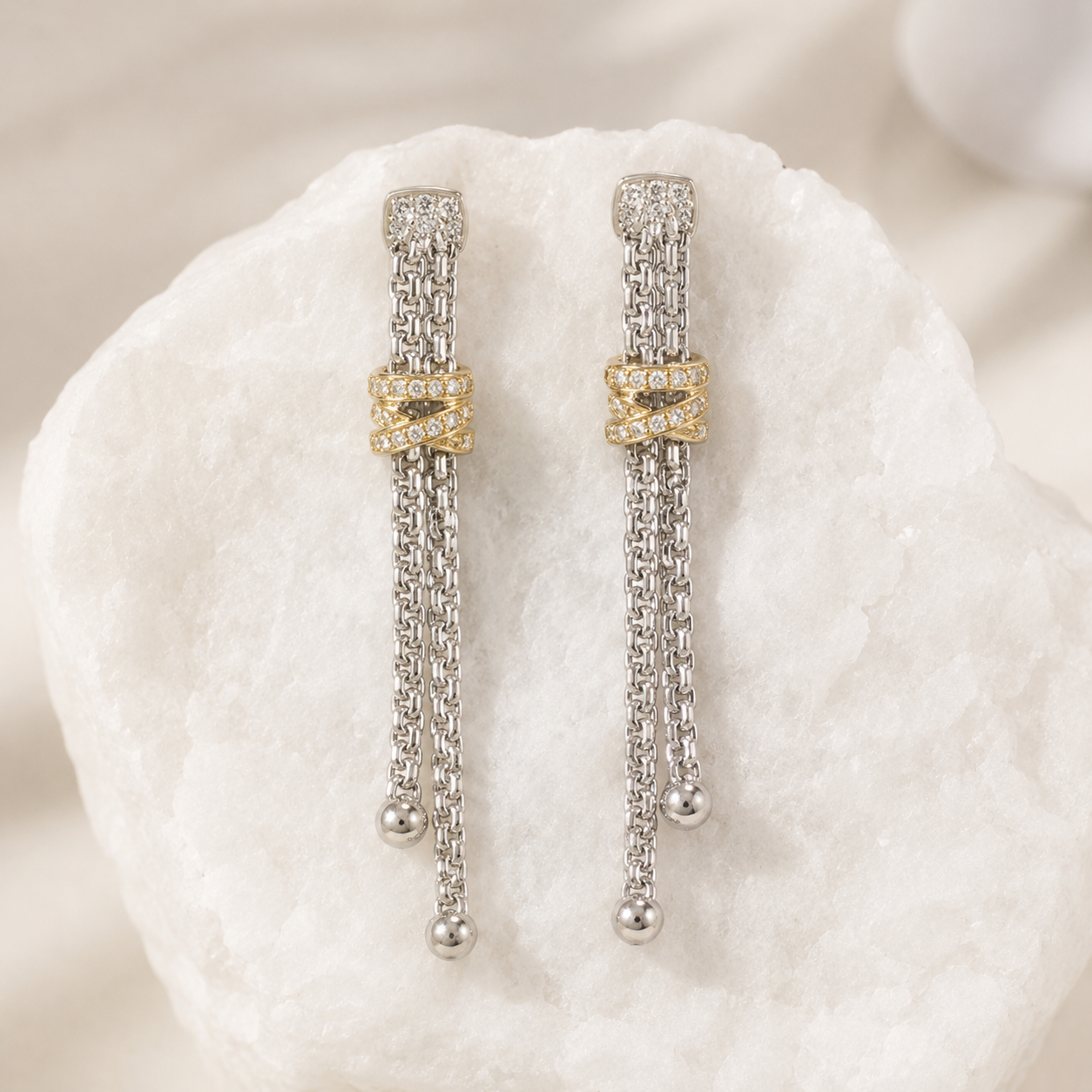 Two-Tone Dangle Earrings