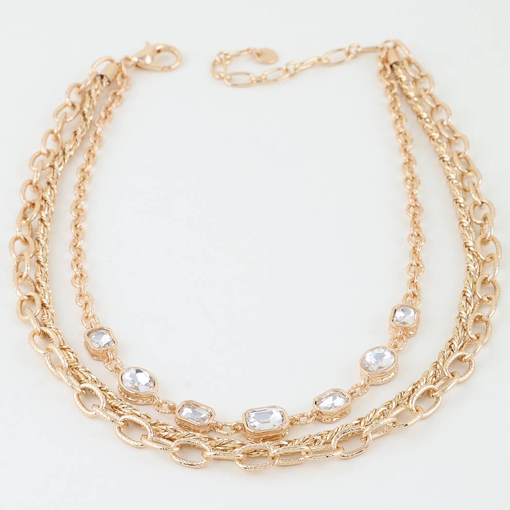 Multi Rhinestone Charm Chain Necklace