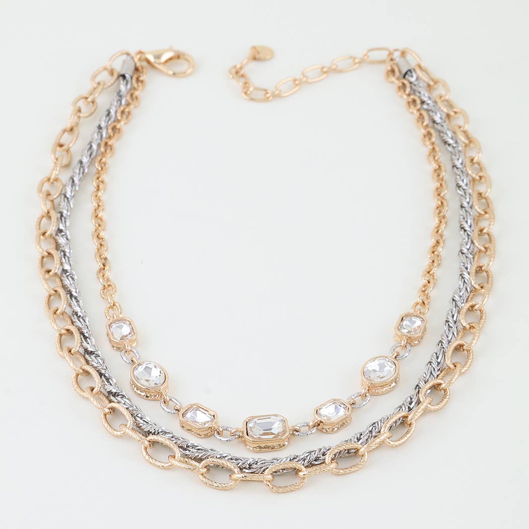 Multi Rhinestone Charm Chain Necklace