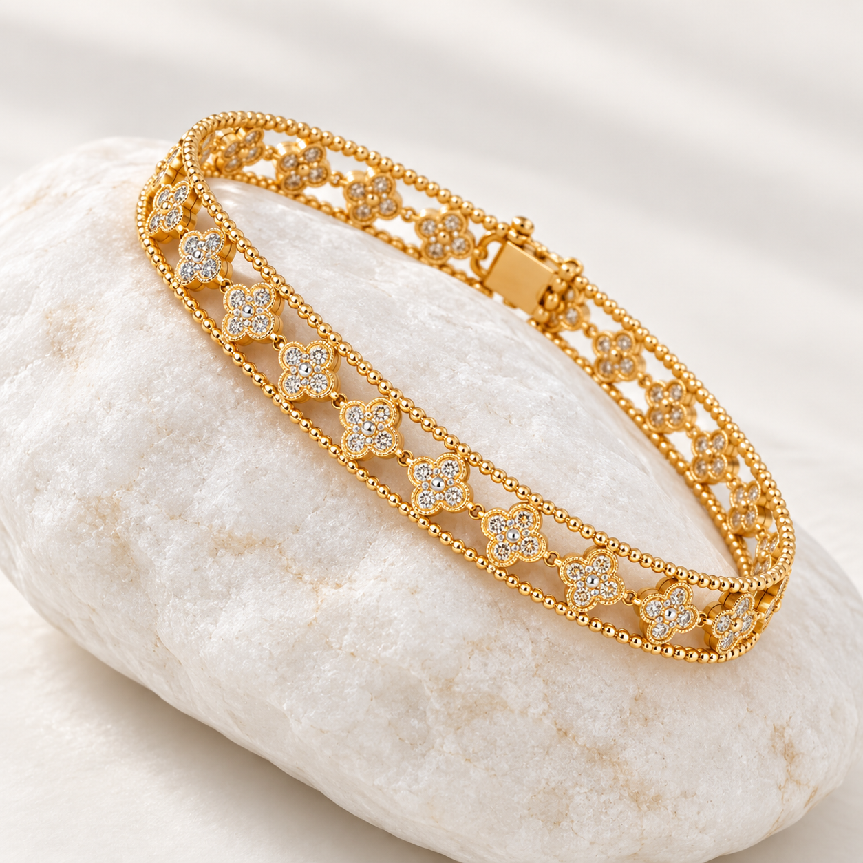 Cubic Zirconia Clover Bangle Bracelet