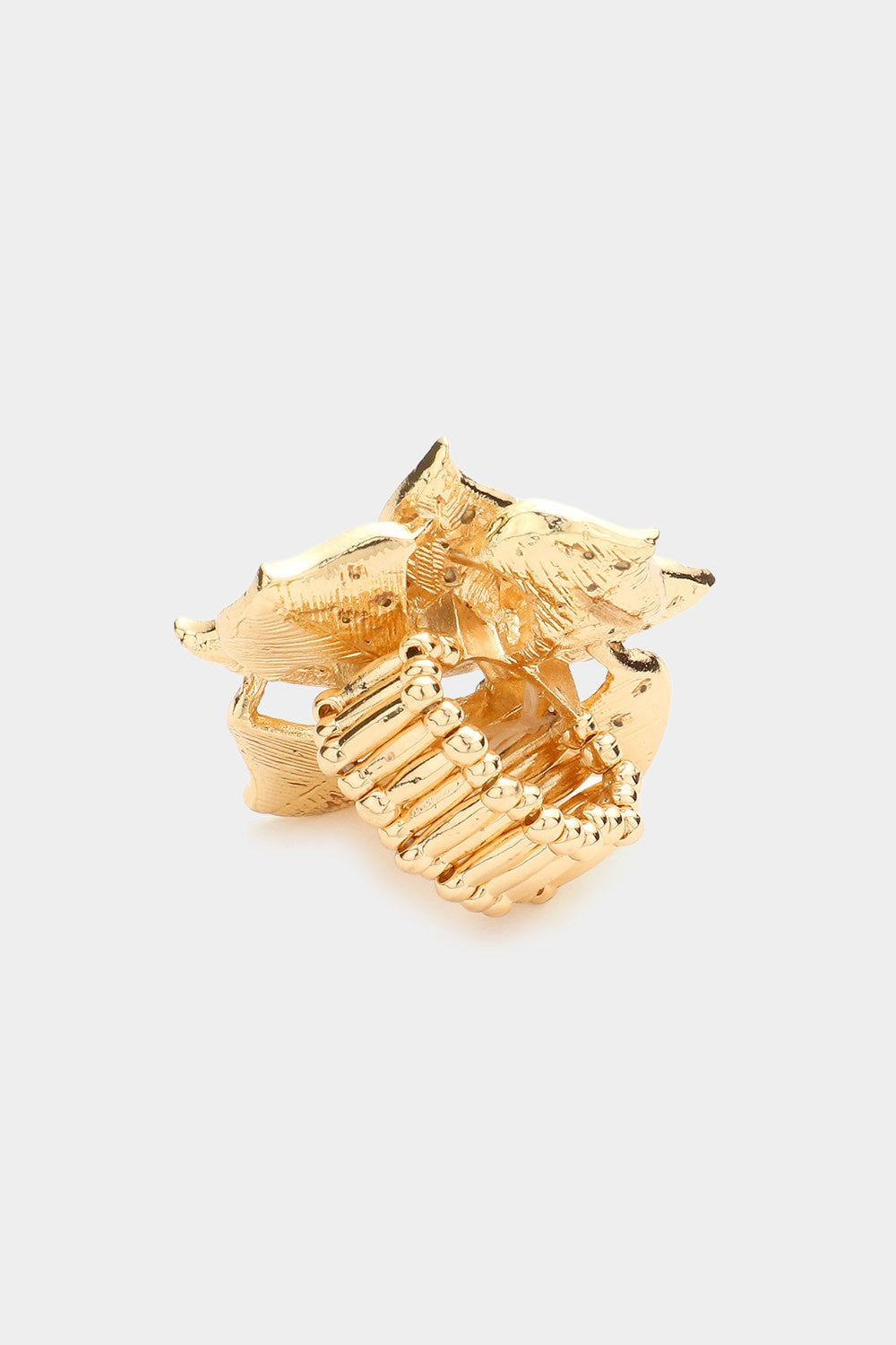 Round Stone Centered Flower Stretch Ring