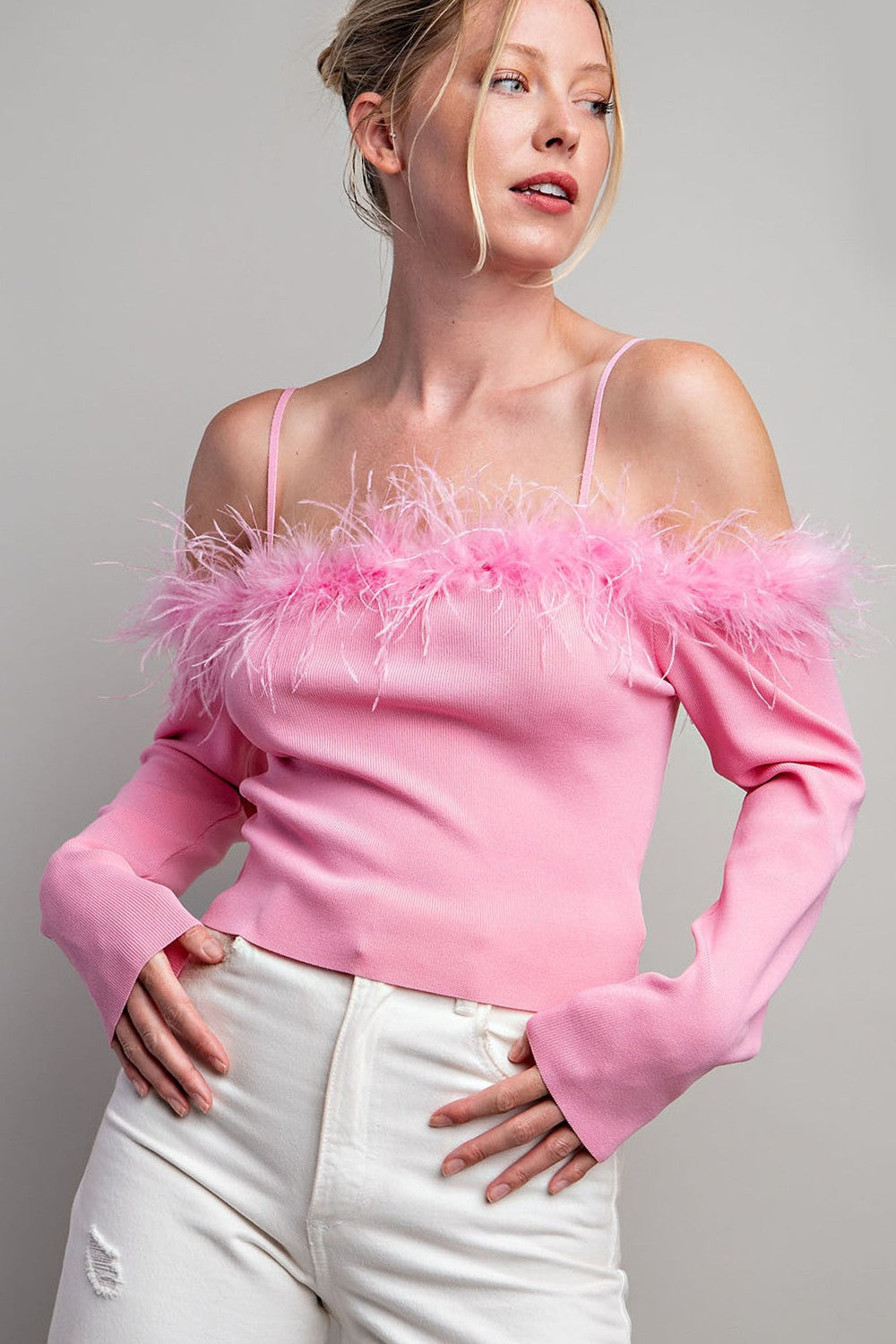 Feather Off the Shoulder Top