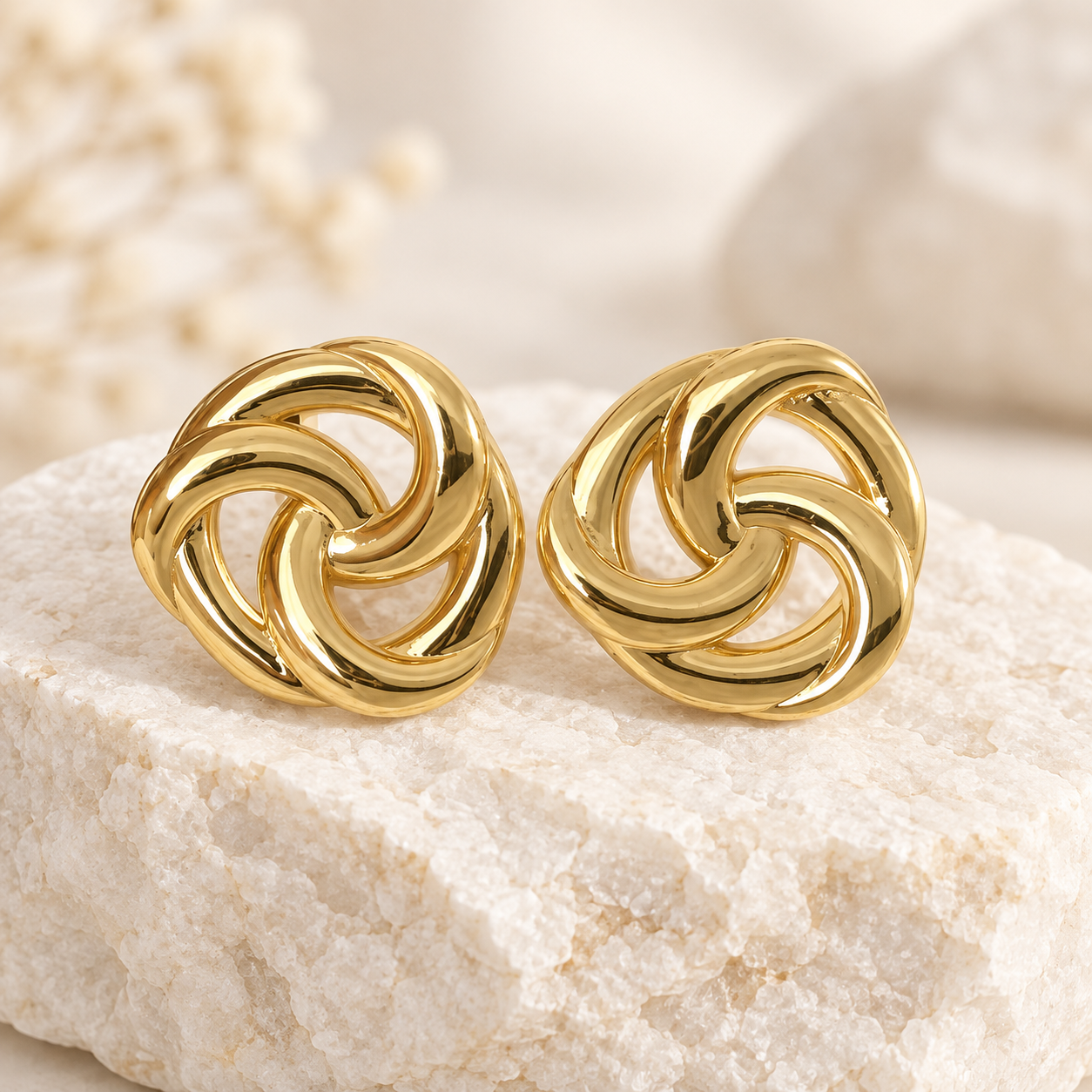 Golden Knot Statement Earrings