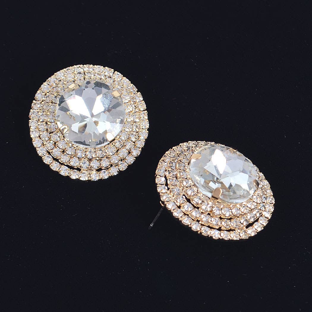 Oversized Glittering Multi-Rhinestone Stud Earrings