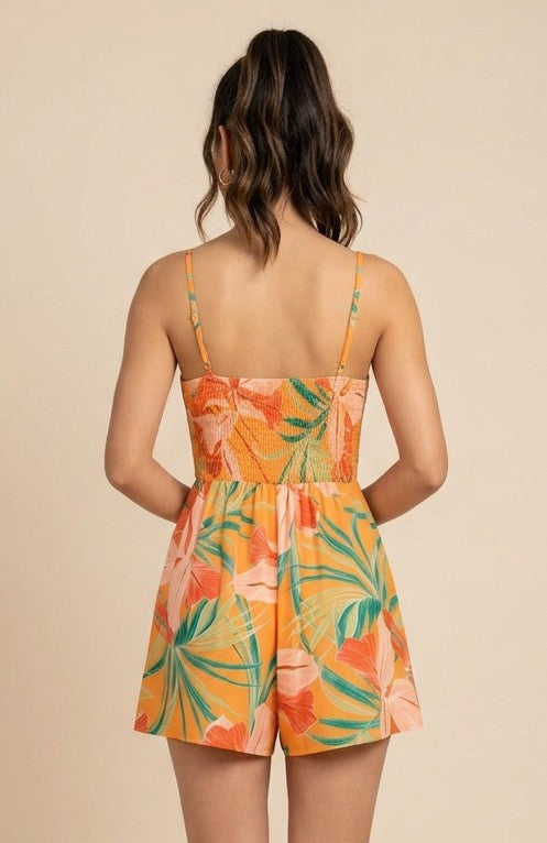 Tropical Floral Sweetheart Romper