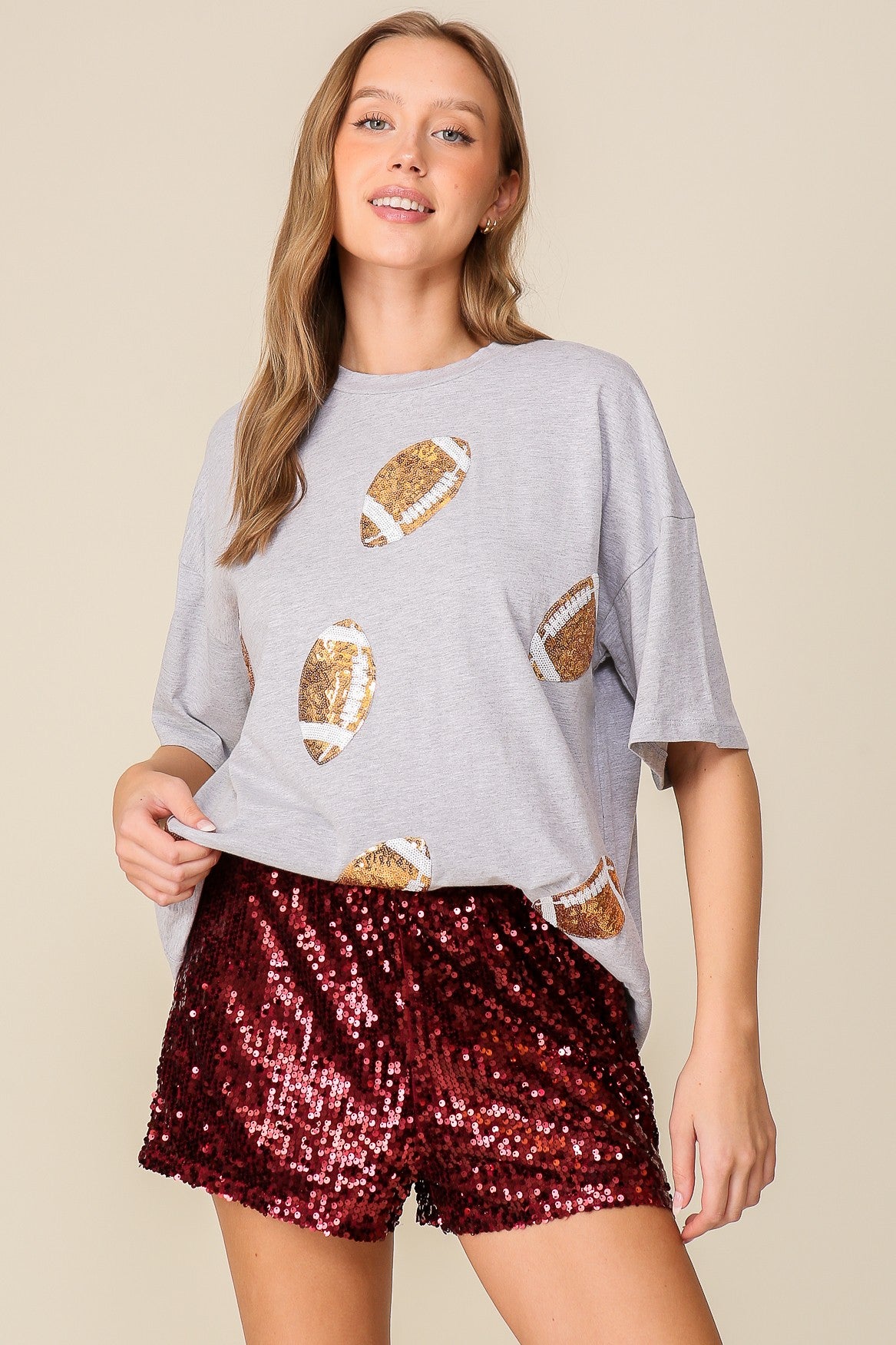 Game Day Dazzling Football Sequin Tee