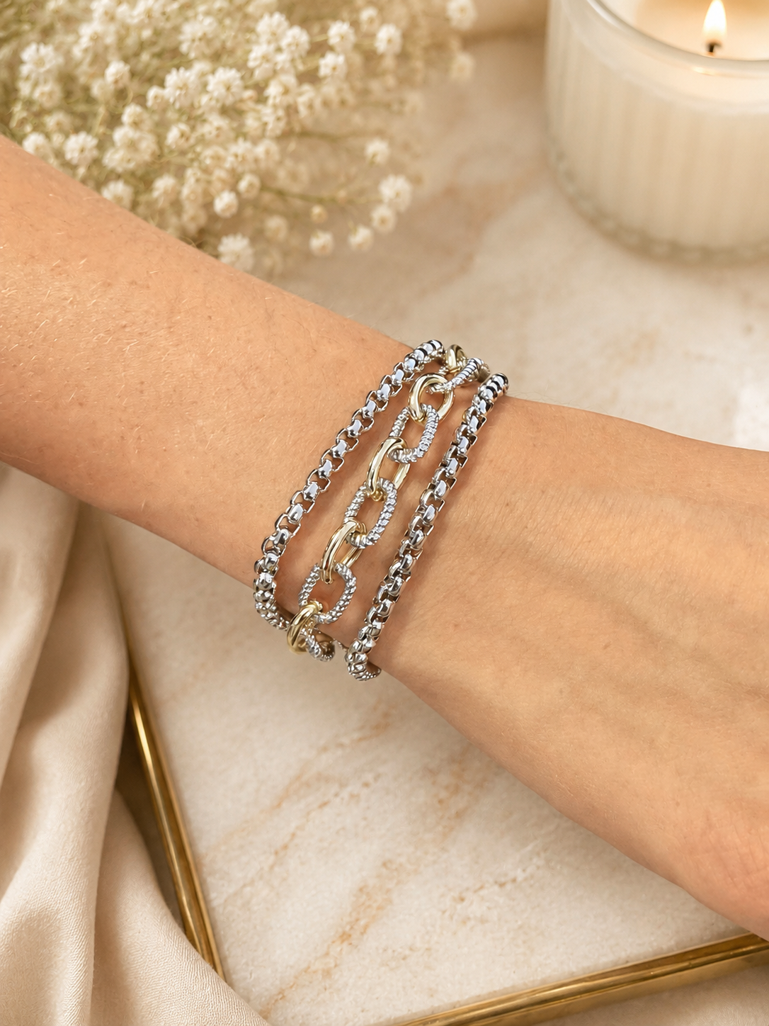 Magnetic Multi Two-Tone Chain Bracelet