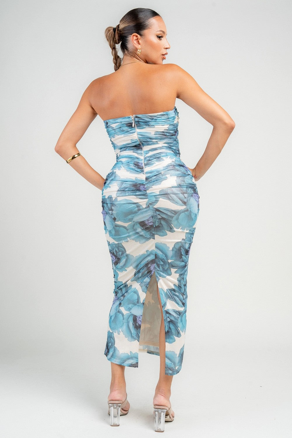 Glitter Print Mesh Maxi Dress