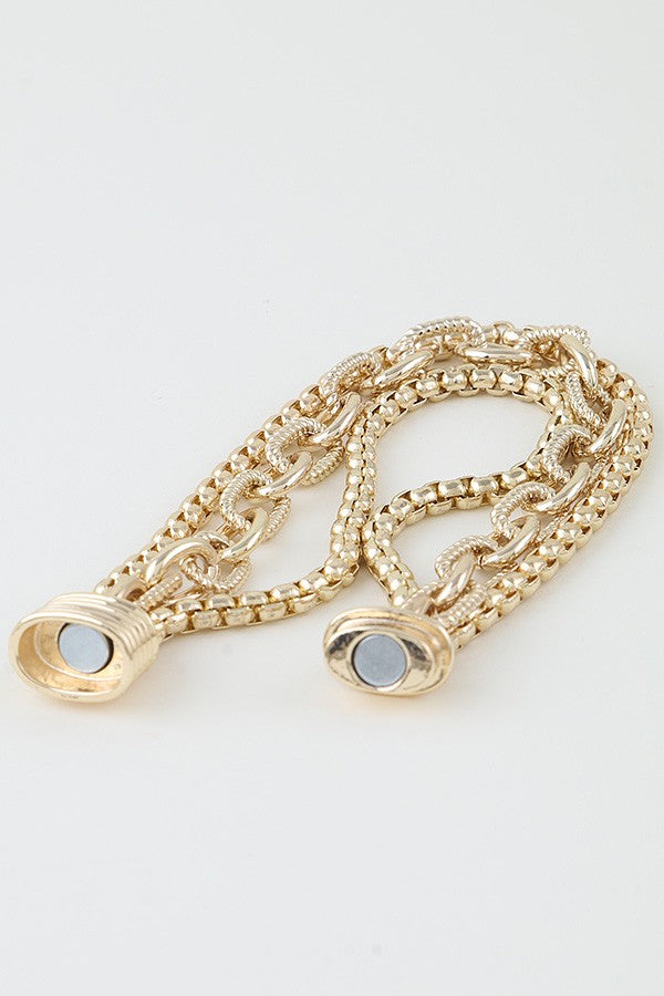 Triple Box Link Chain Bracelet