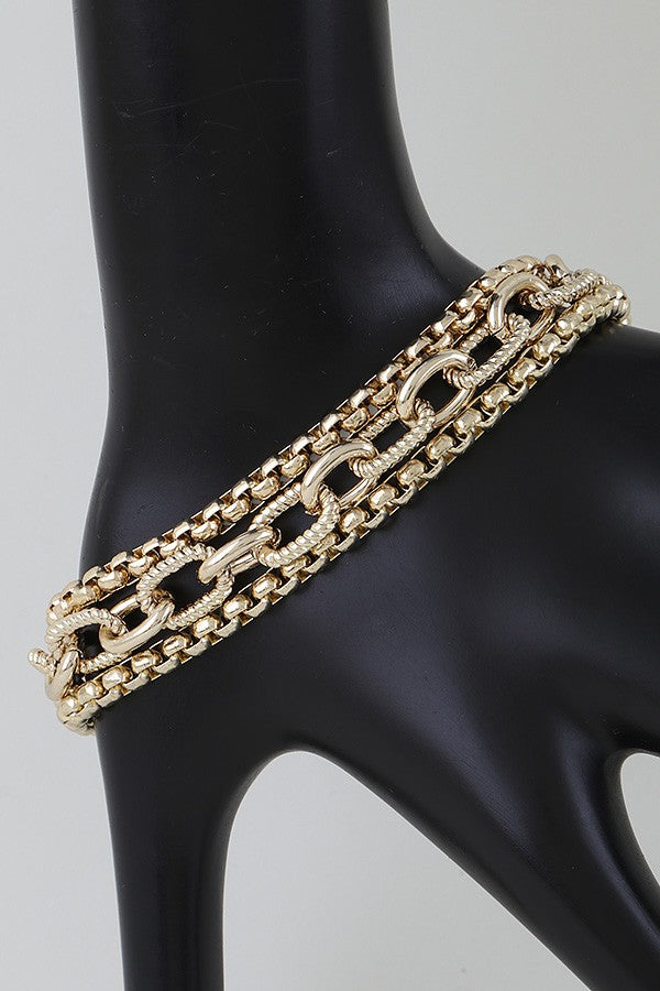 Triple Box Link Chain Bracelet