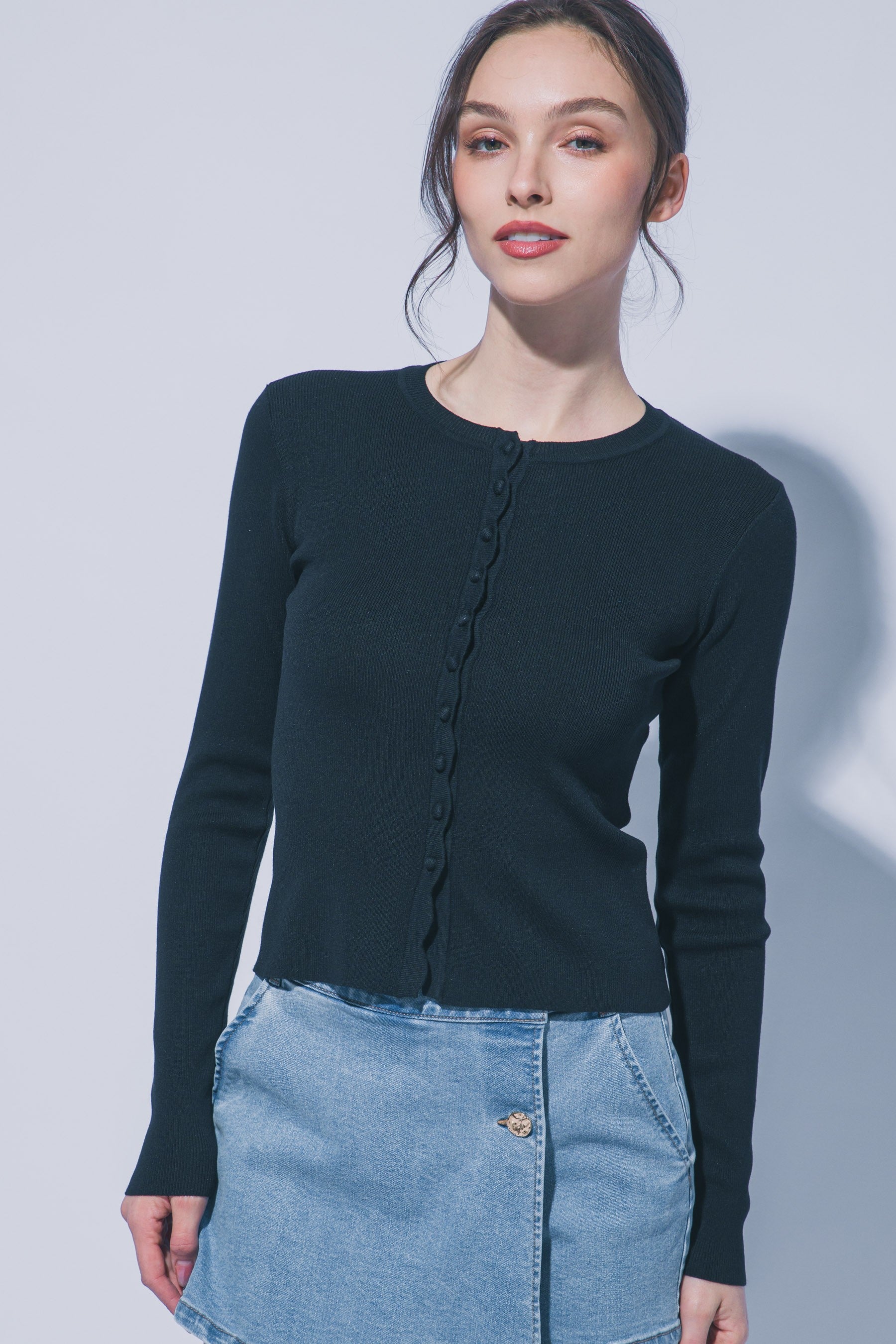 Button Up Ribbed Knit Sweater Cardigan