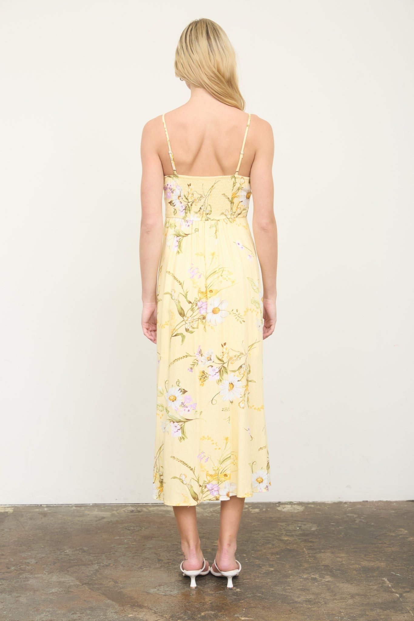 Floral Spaghetti Strap Bow Detail Midi Dress