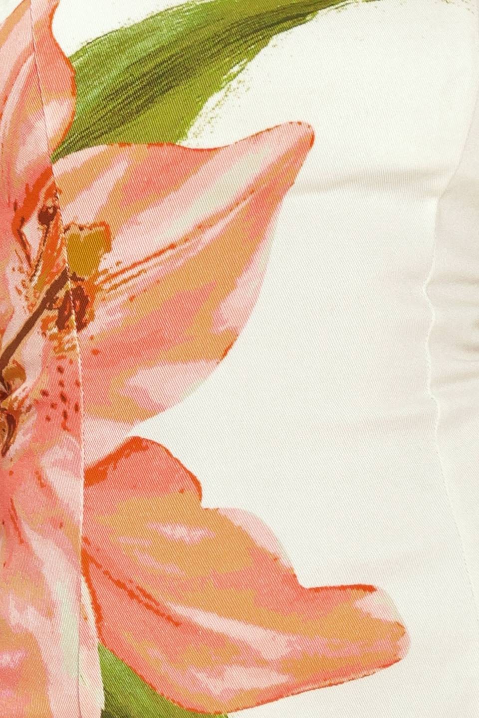 Oversized Floral Print Strapless Tube Midi Dress - Fabric & Print Detail Close-Up