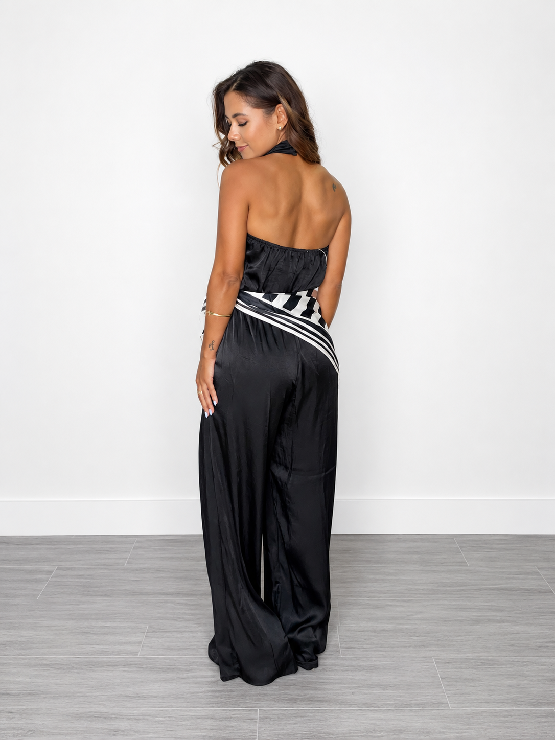Satin Halter Wide-Leg Jumpsuit