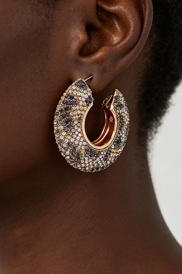 Multi Leopard Bejeweled Hoop Earrings