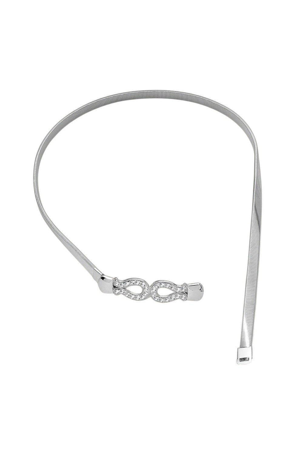 Sparkling Infinity Buckle Accent Slim Stretch Belt