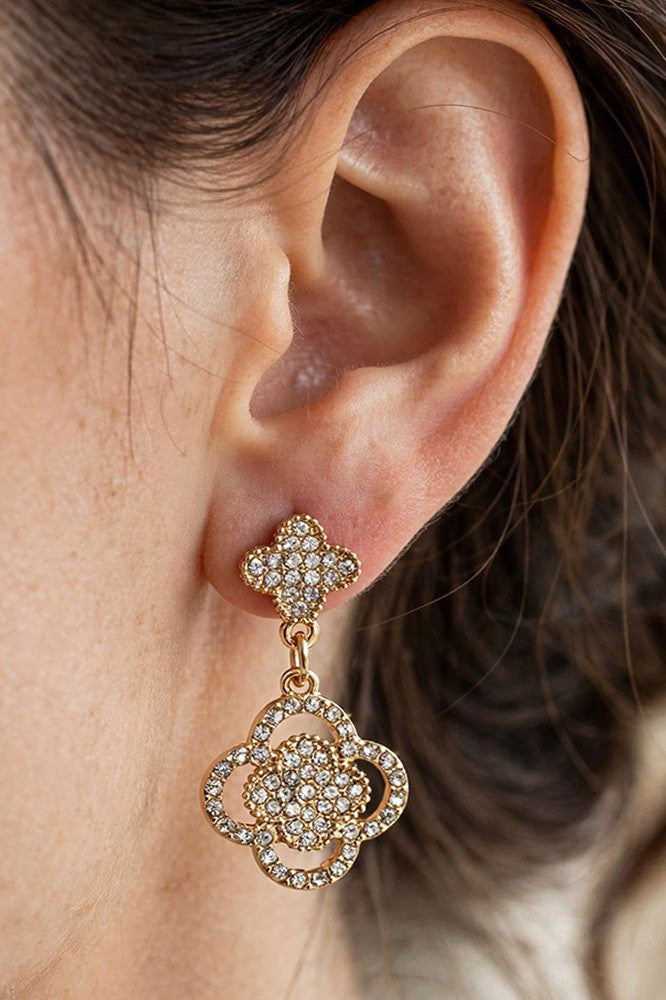 Crystal Quatrefoil Drop Earrings