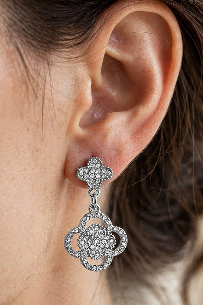 Crystal Quatrefoil Drop Earrings