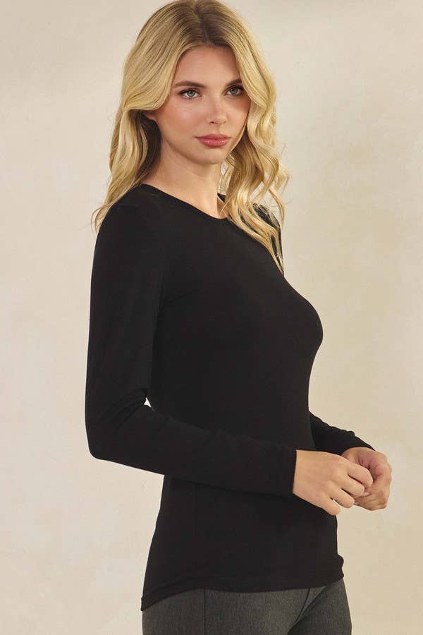 Pure Comfort Viscose Ribbed Long Sleeve Top Fall Tops