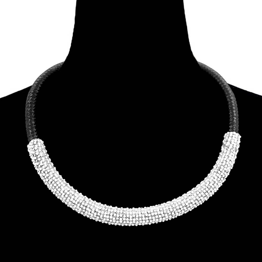 Bling Studded Metal Wire Wrapped Magnetic Necklace