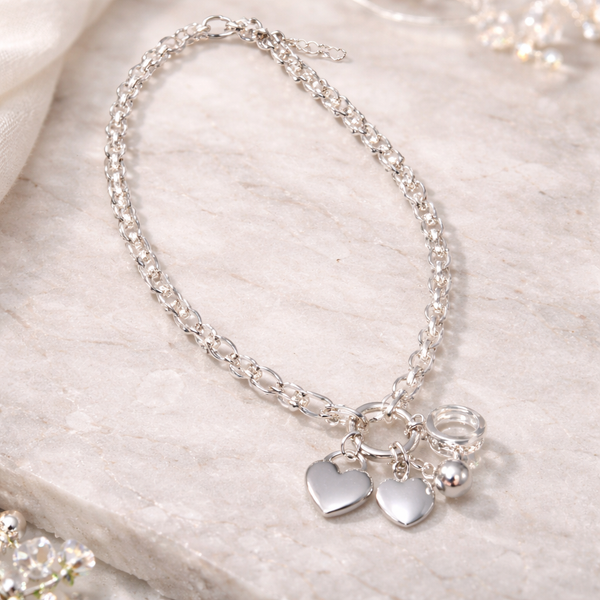 Silver Paperclip Chain Heart Charm Necklace