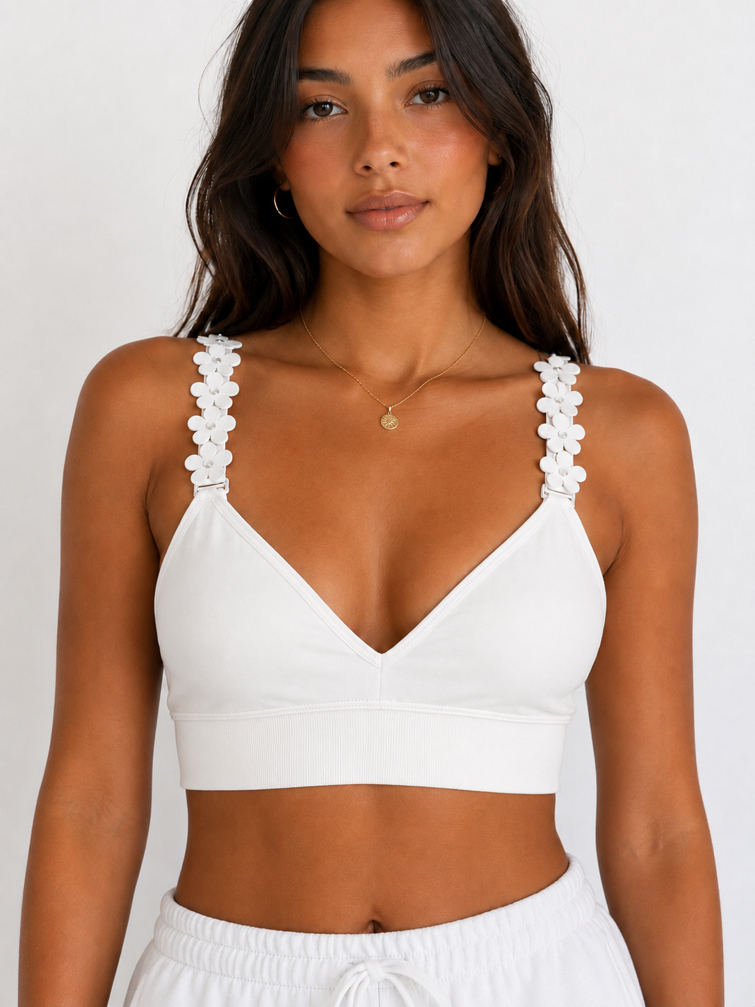 Vegan Leather Flower Strap-It Bra