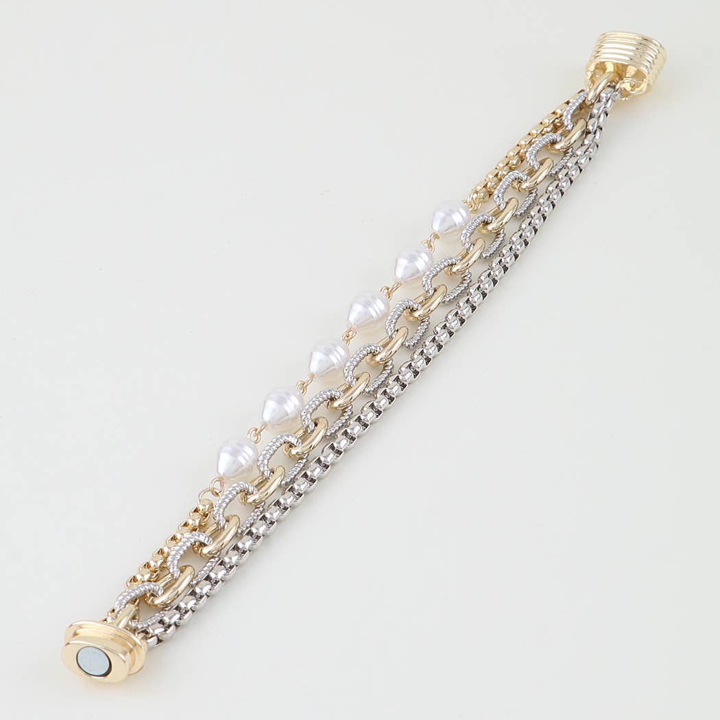 Gold Silver Cubic Zircon Chain Bracelet