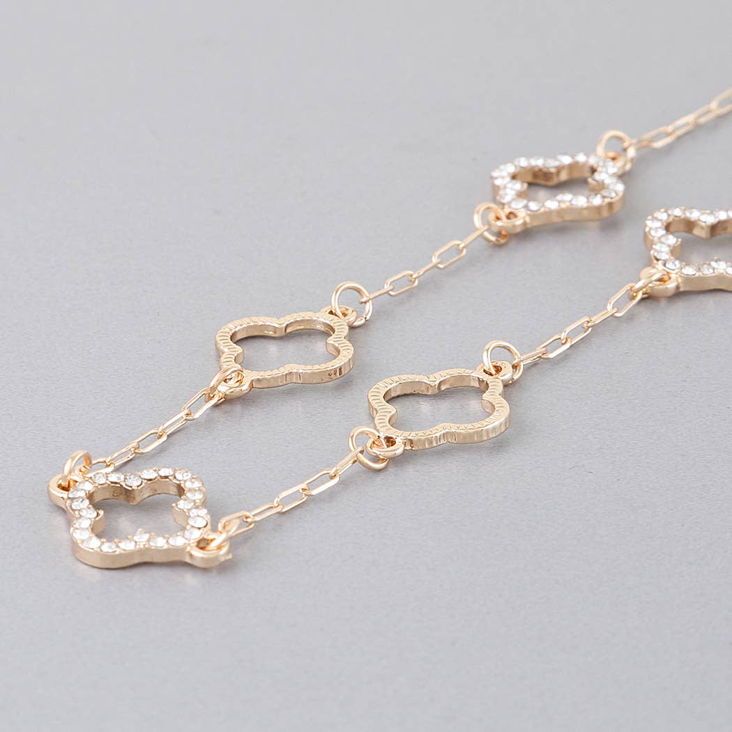 Jeweled Clover Charm Necklace