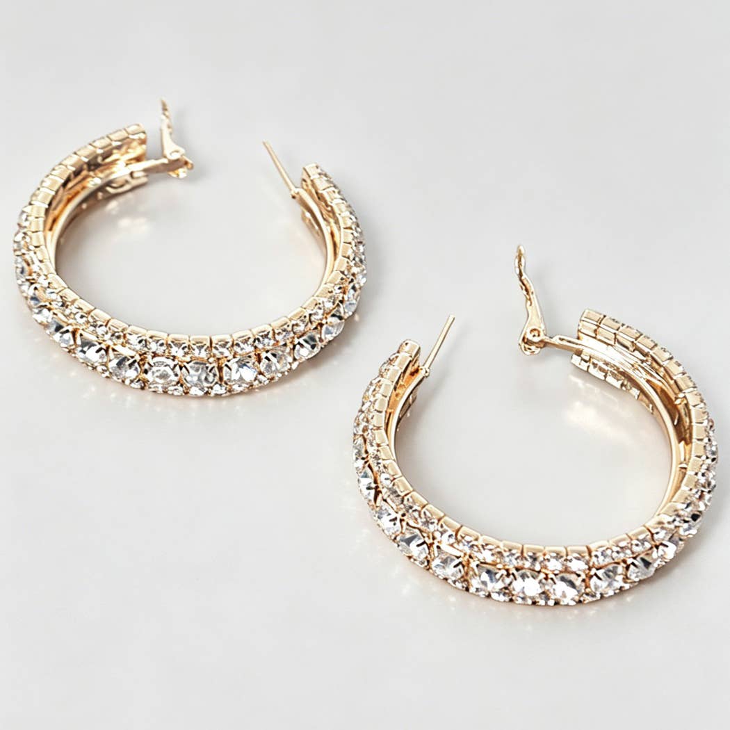 Multi Rhinestone 40mm Hoop Earring