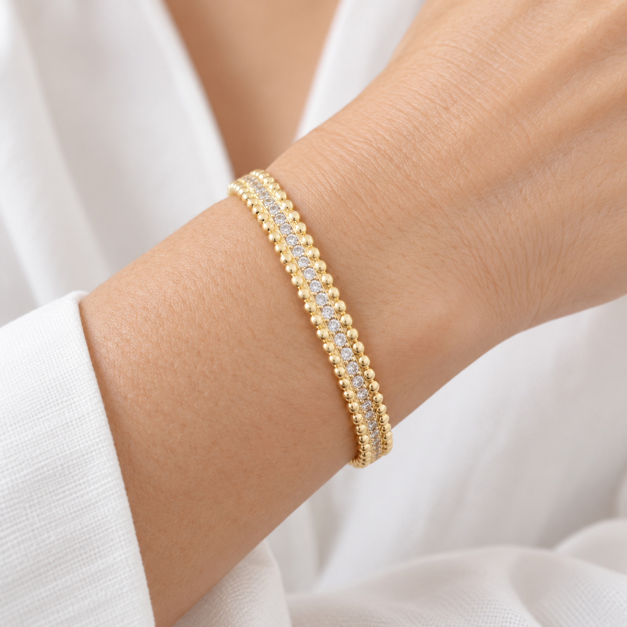 14-Karat Gold-Plated Cubic Zirconia Bangle Bracelet