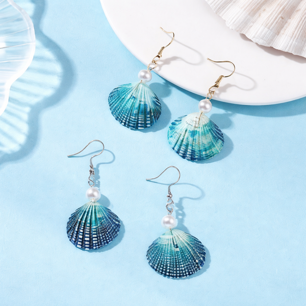 Shell Shape Pearl Drop Earrings