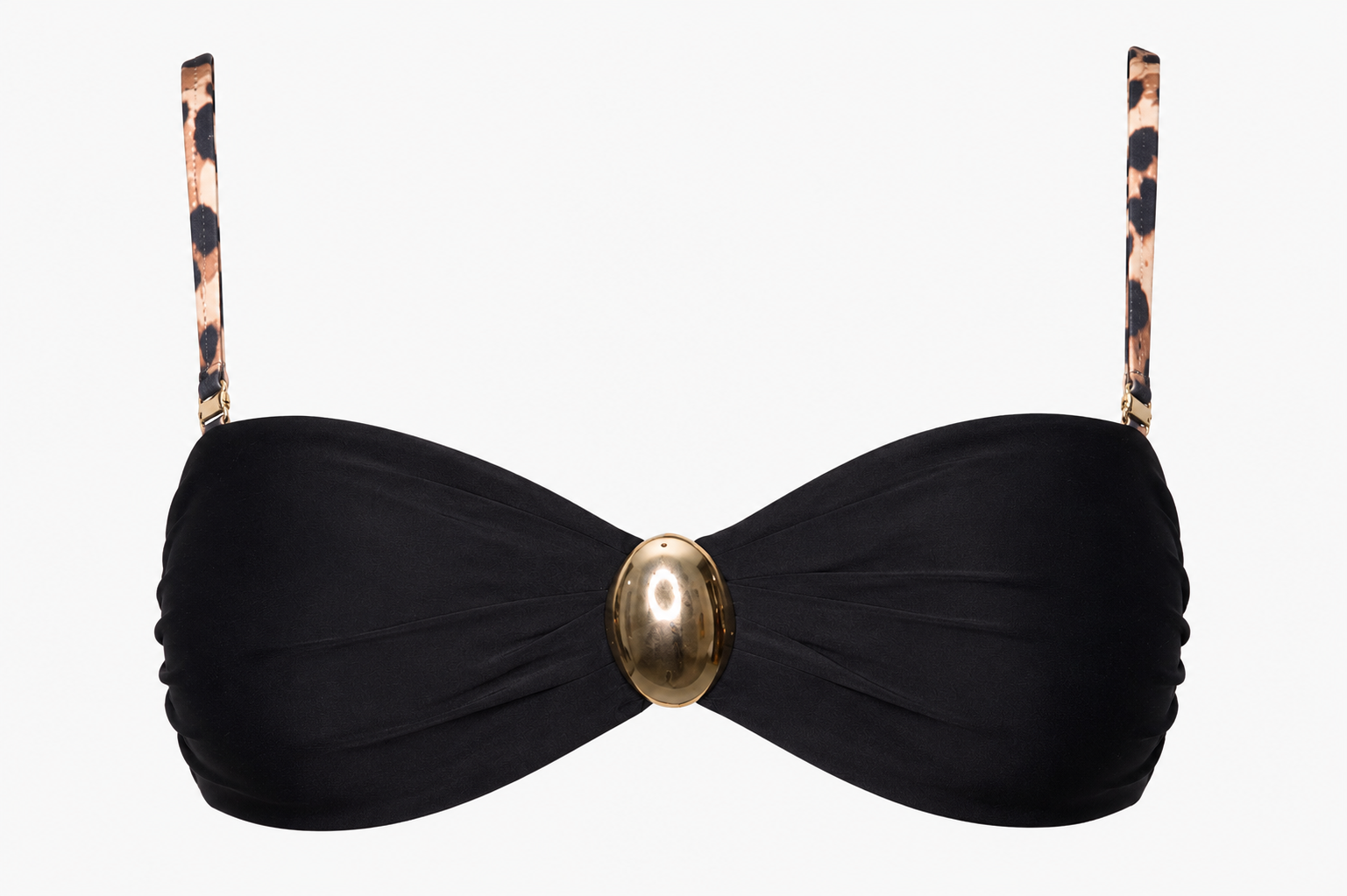 Black & Gold Button Bikini Top