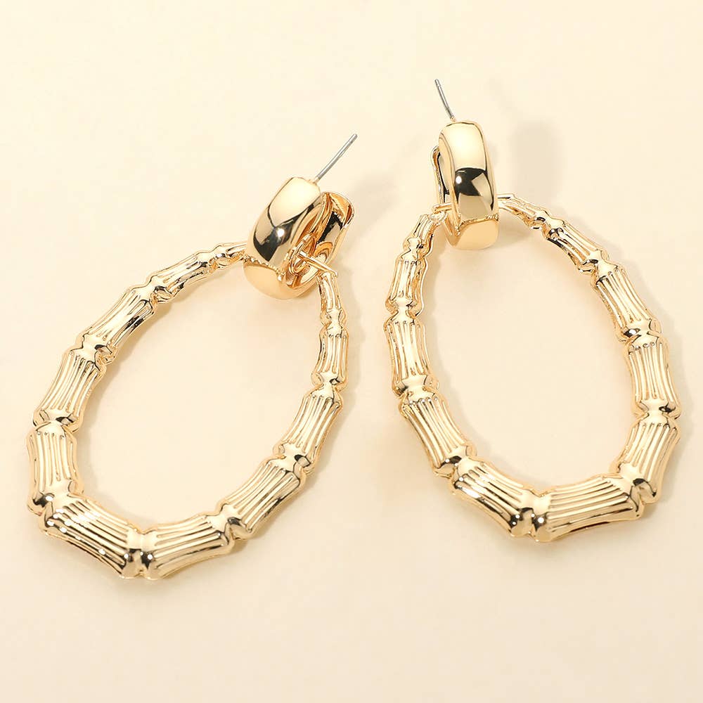 Bold Textured Metal Teardrop Hoop Earrings