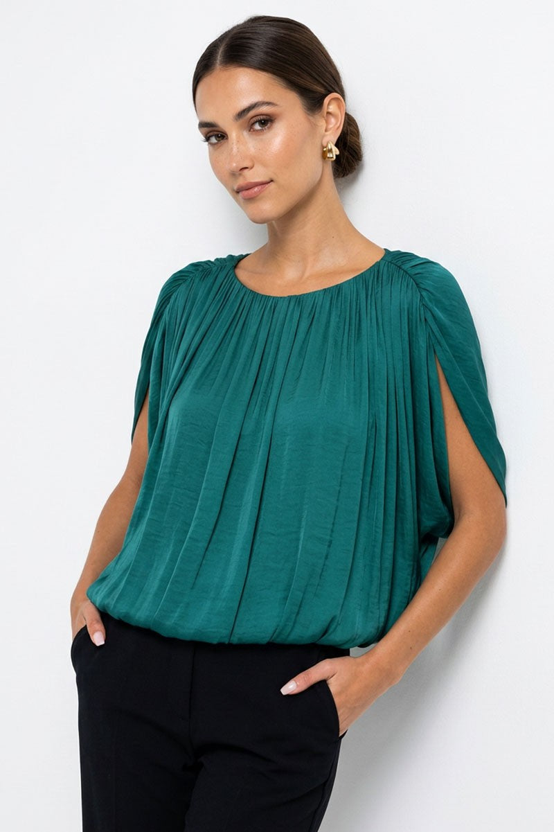 Grecian Drape Bubble Blouse