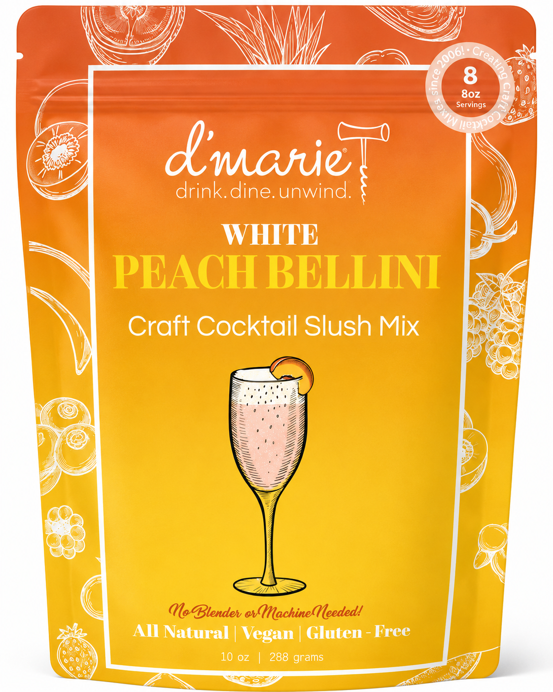 White Peach Bellini Cocktail Slush Mix