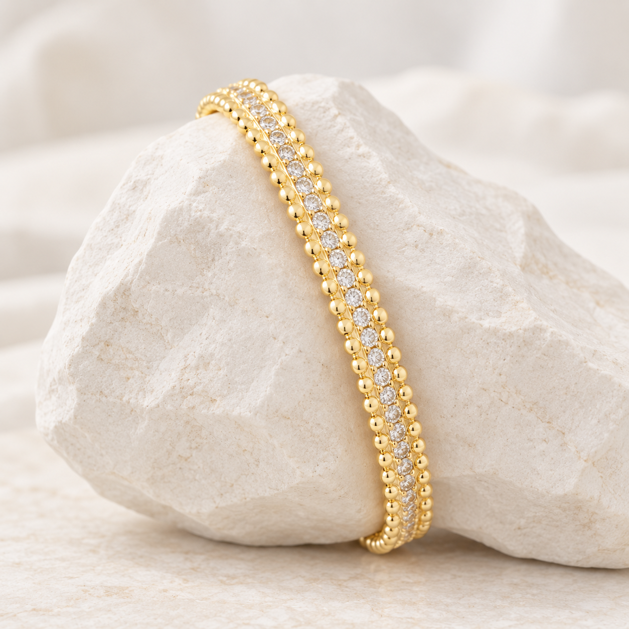 14-Karat Gold-Plated Cubic Zirconia Bangle Bracelet