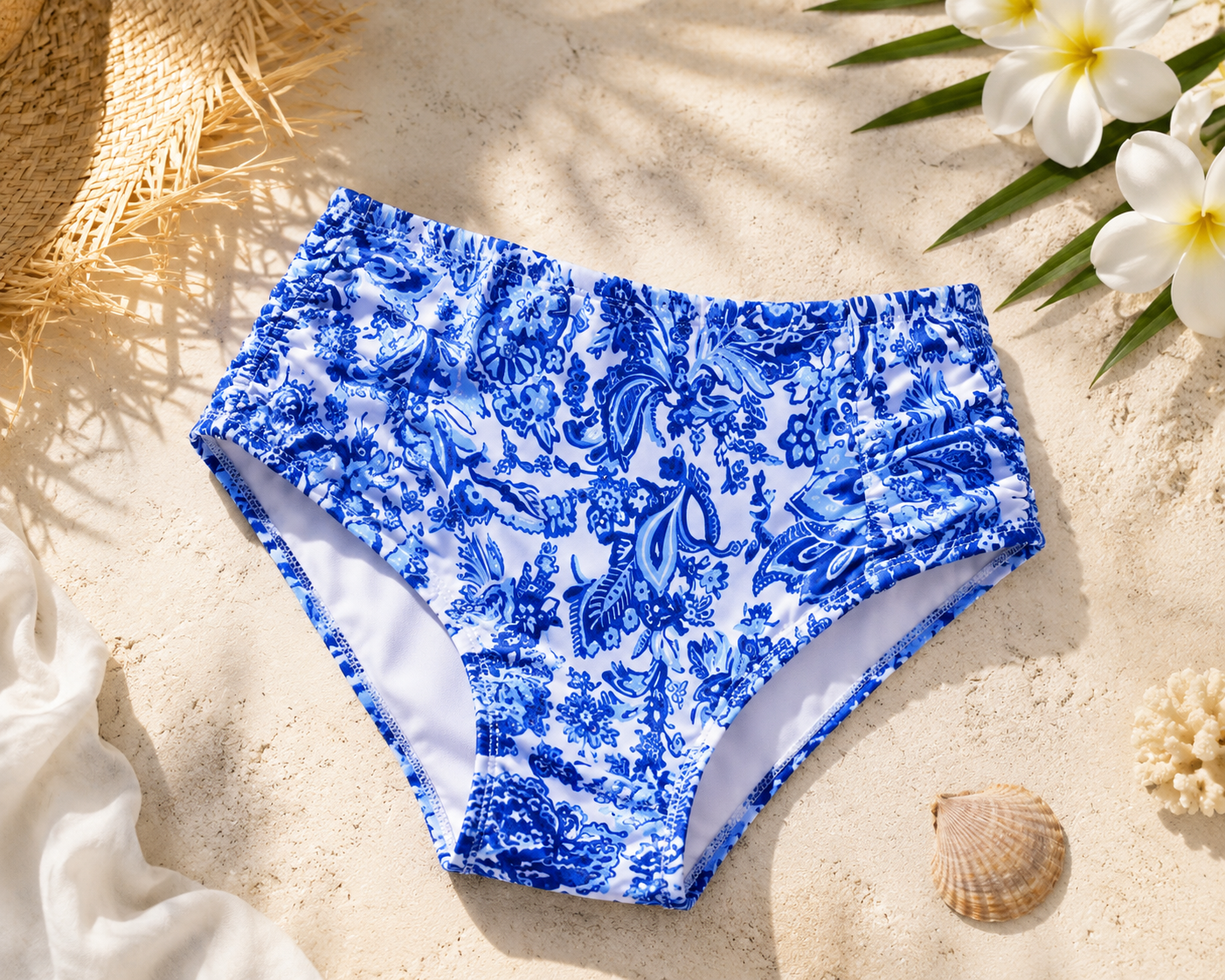 Blue & White Paisley Full Coverage Bottoms
