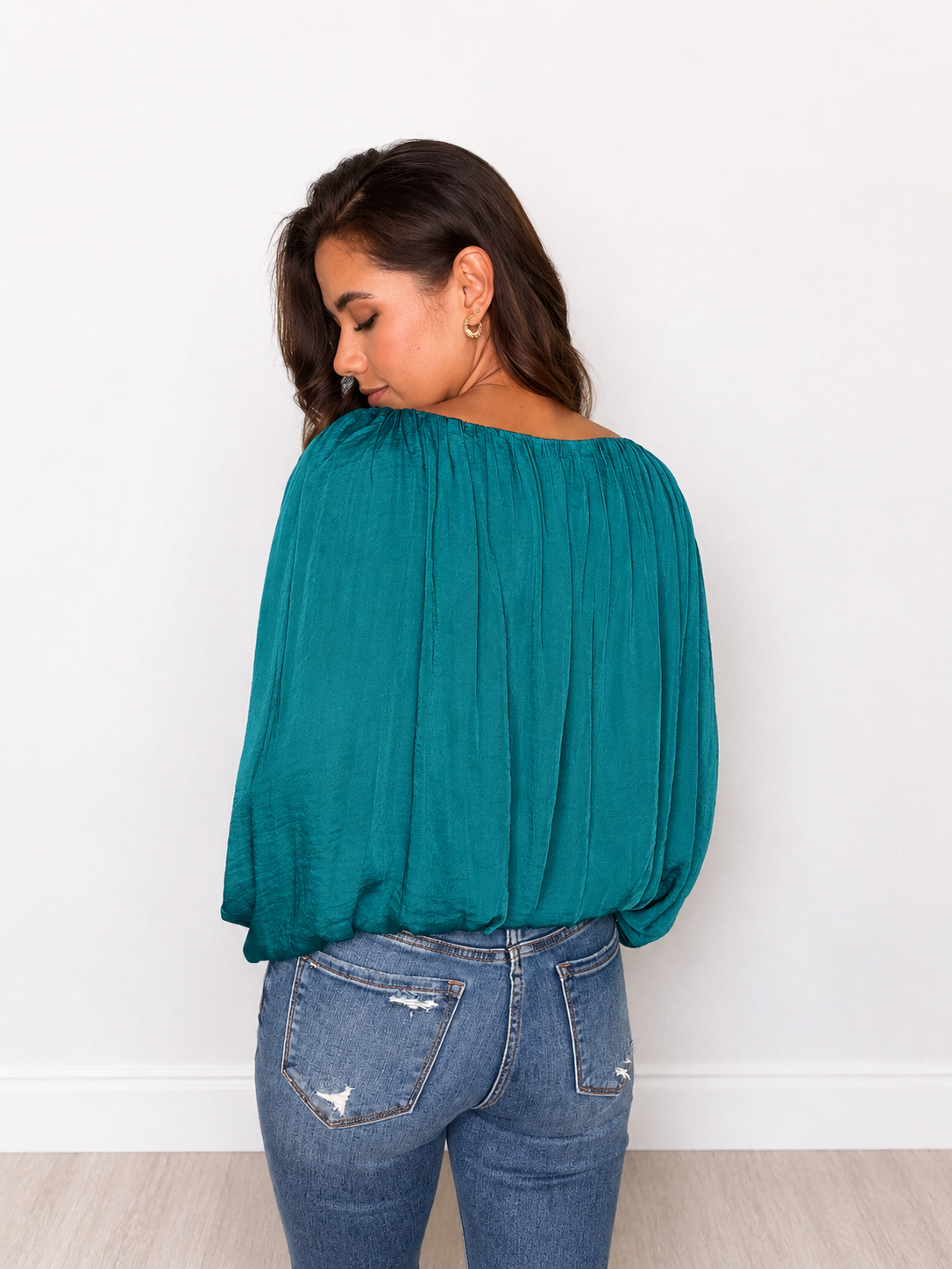 Grecian Drape Bubble Blouse