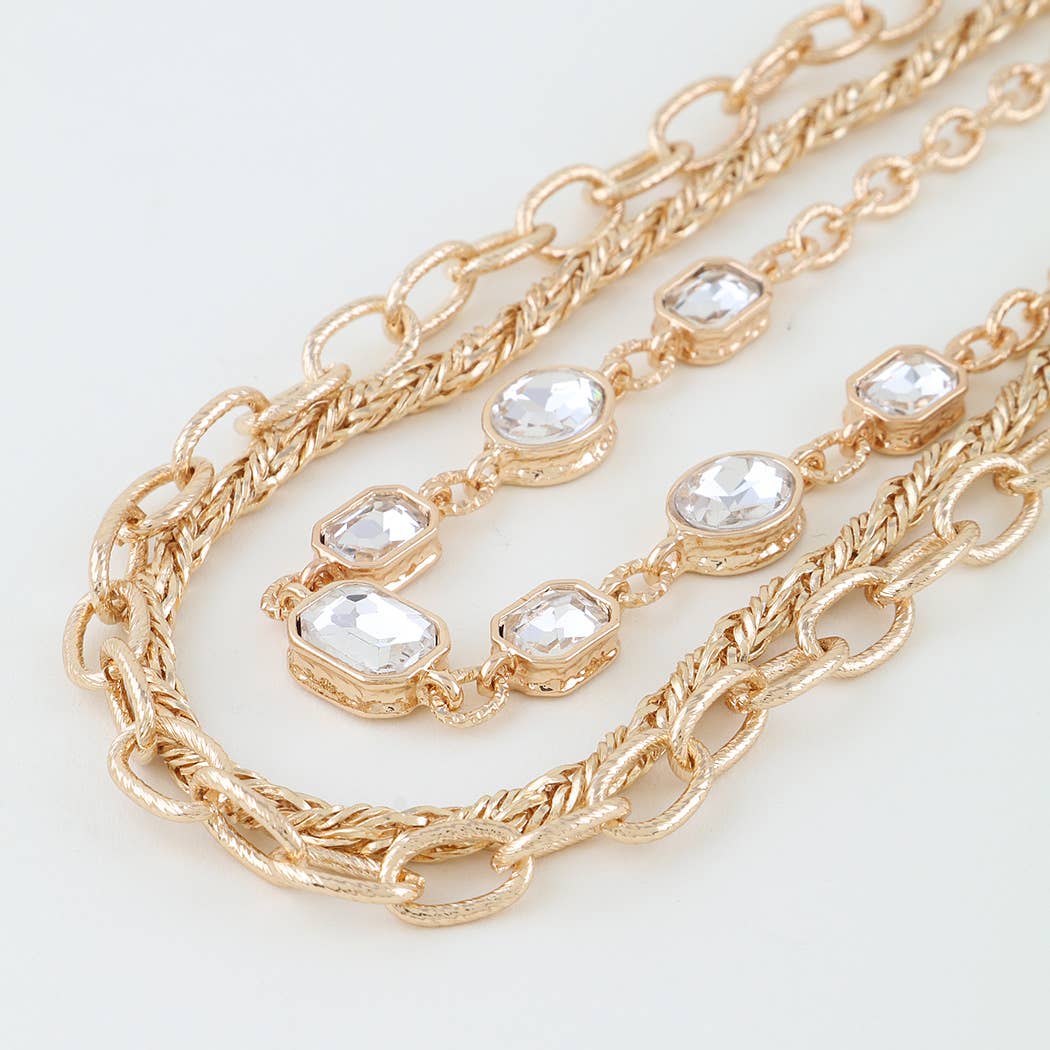 Multi Rhinestone Charm Chain Necklace