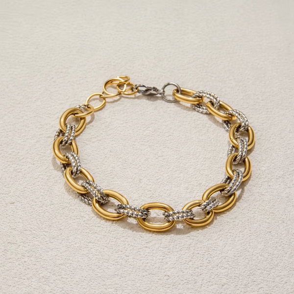 Stainless Steel Two-Toned Chunky Link Bracelet