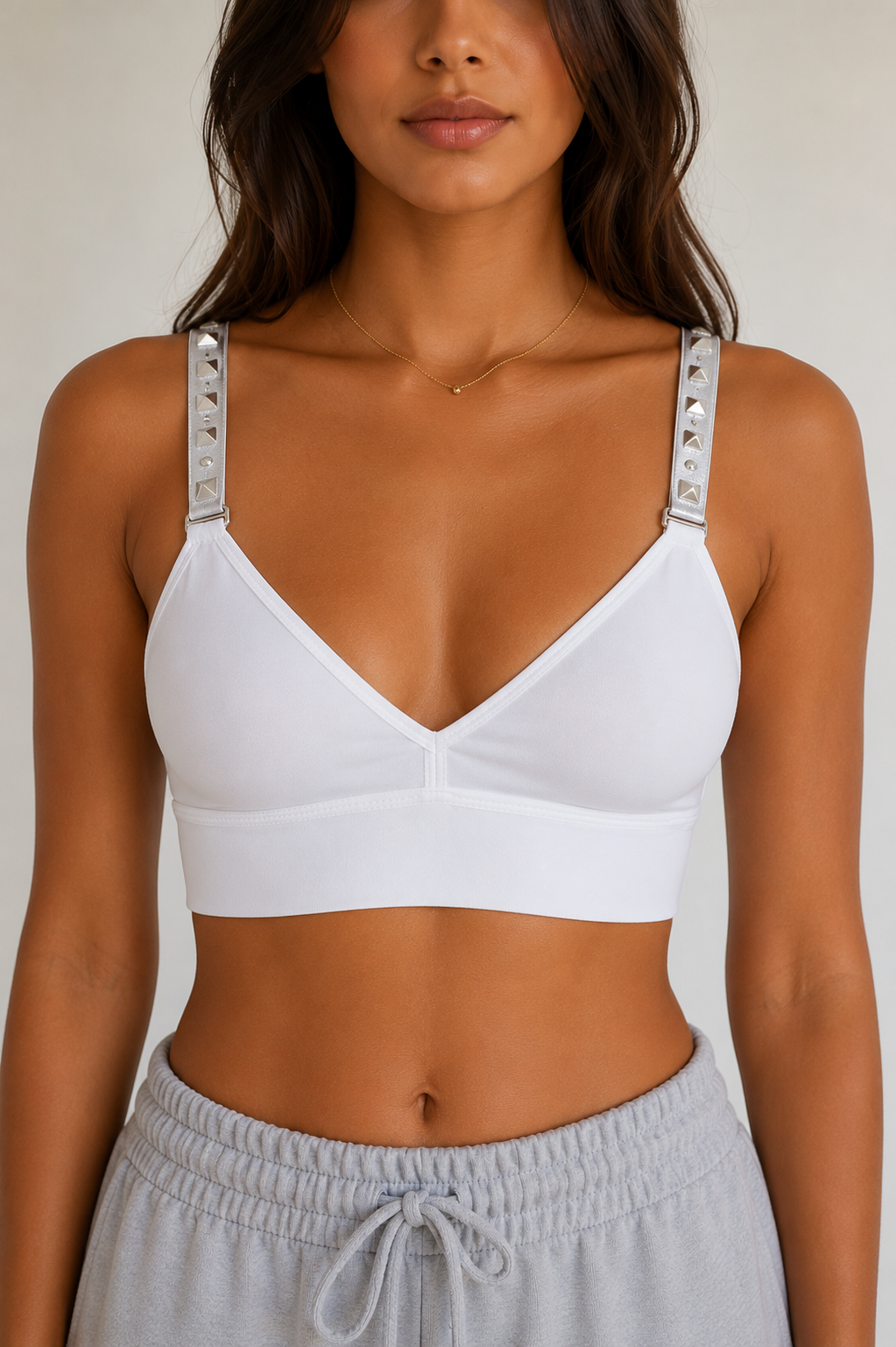 The Studded White Strap-It Bra
