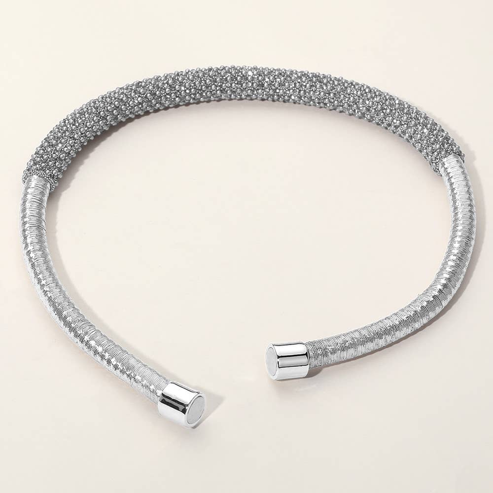 Bling Studded Metal Wire Wrapped Magnetic Necklace