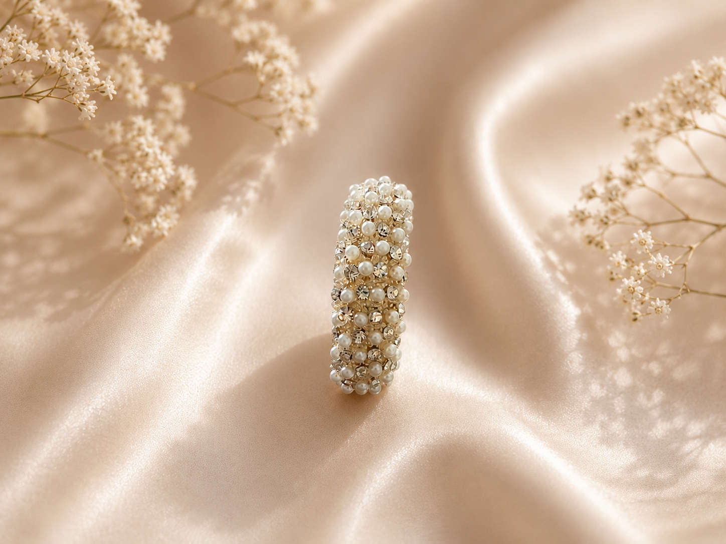 Crystal Pearl Half Hoop Earrings