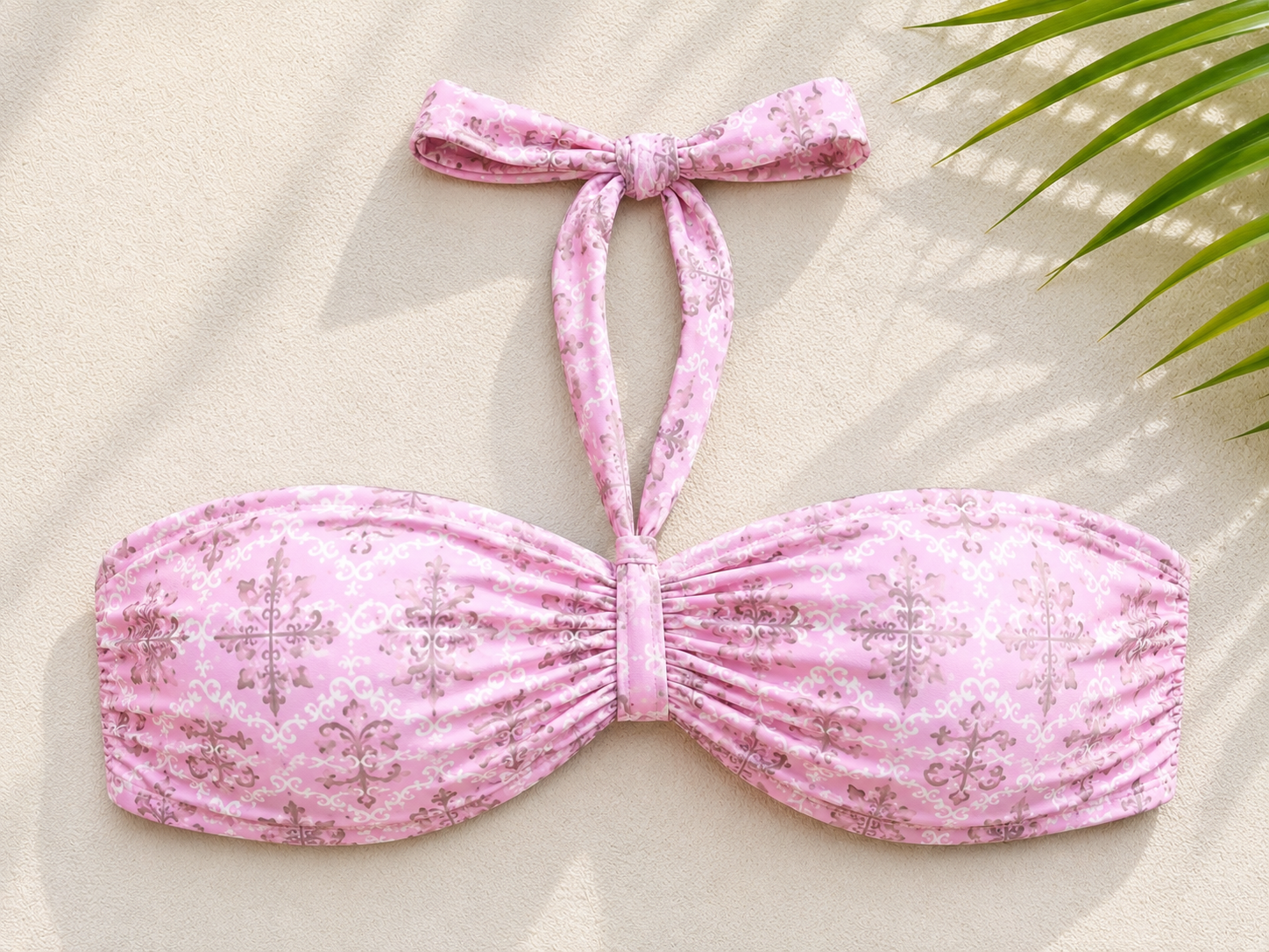 Lavender Pink Bandeau Halter Bikini Top