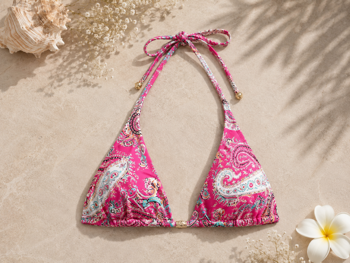Hot Pink Paisley String Bikini Top