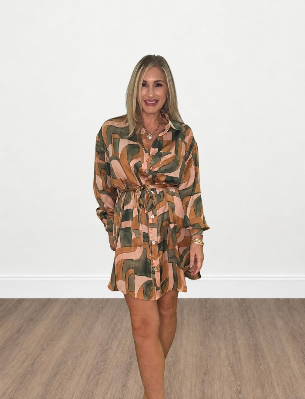 Sage Button Down Shirt Dress